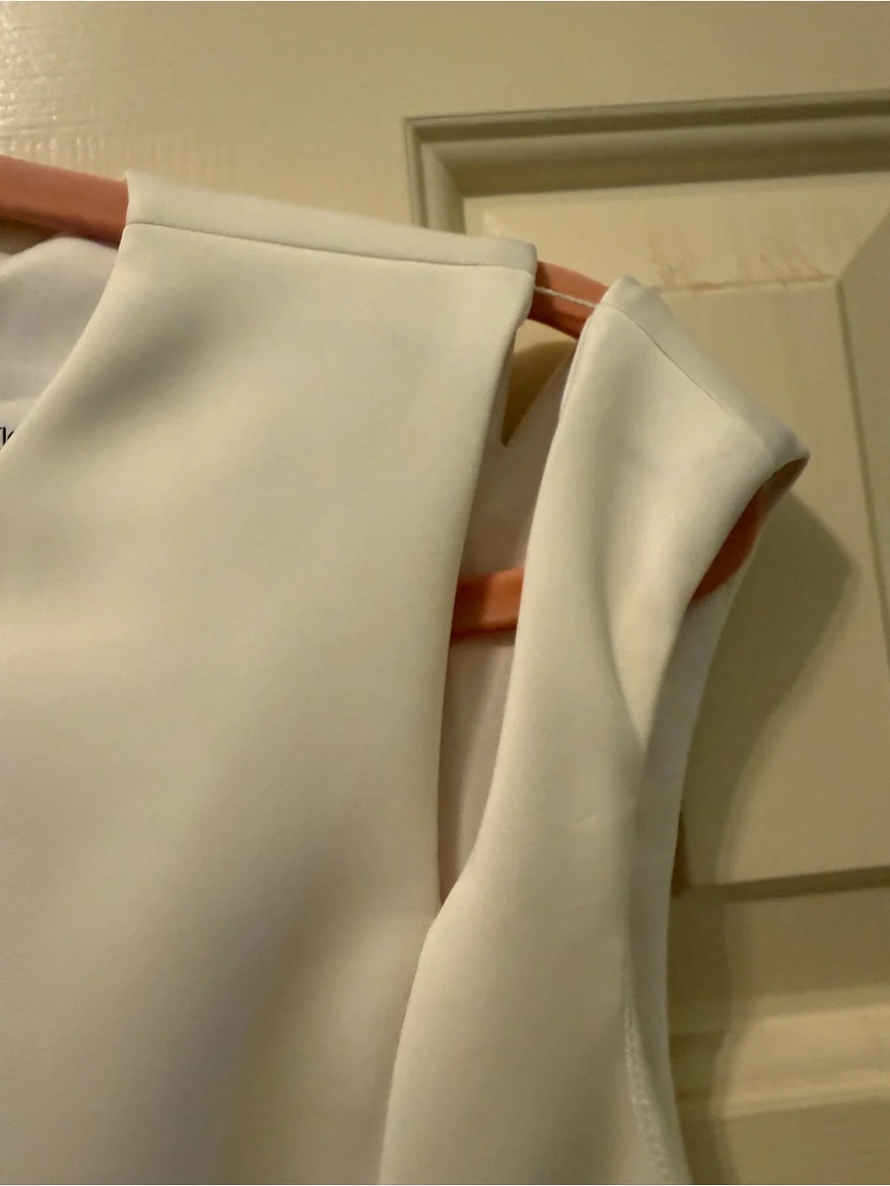 Calvin Klein White Satin Asymmetrical Neck Sheath Dress size 12-NWOT - Picture 5 of 8